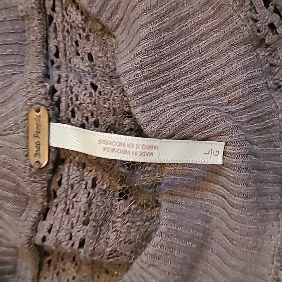 Free People Spring Valley Taupe Lightweight Thermal Knit Lace Tunic Top Wmns L - Picture 5 of 14